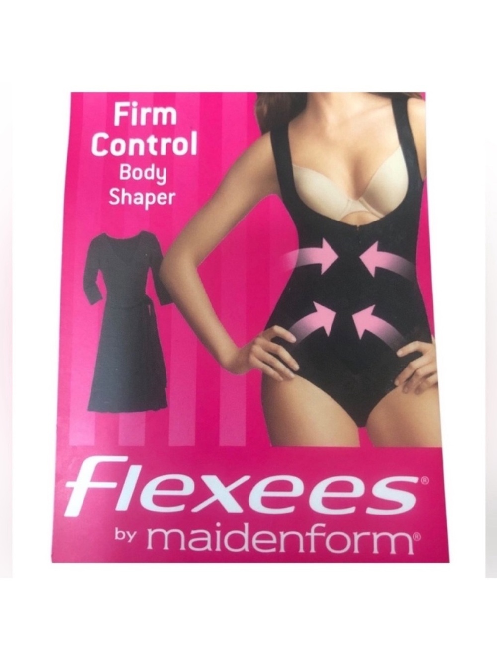 NWT Maidenform Flexees Black Firm Control Shapewear Sculpts 2X wear your own bra